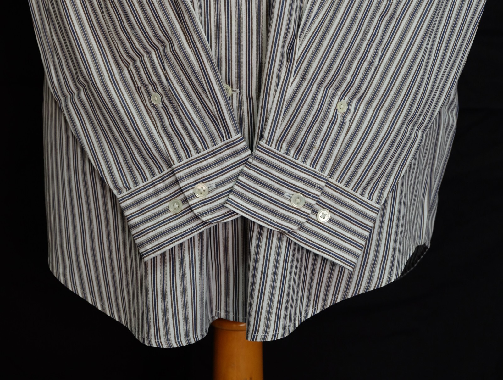 Faconnable Button Down Blue Brown White Striped C… - image 7