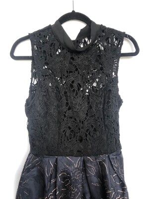Hutch Women Dress Size 2 New Jacquard Fit & Flare Metallic Navy Gold | eBay