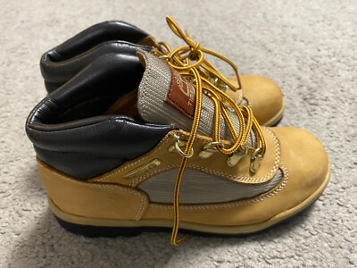 Timberland 15745 Boys Wheat Brown Leather Waterproof Field Boots Youth Size 3