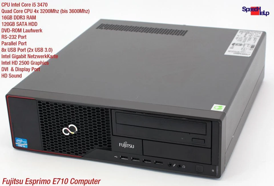 PC Computer Fujitsu Esprimo E710 D3161 Intel Core i5 3470 16GB 120 Parallel Port - Image 2 of 4