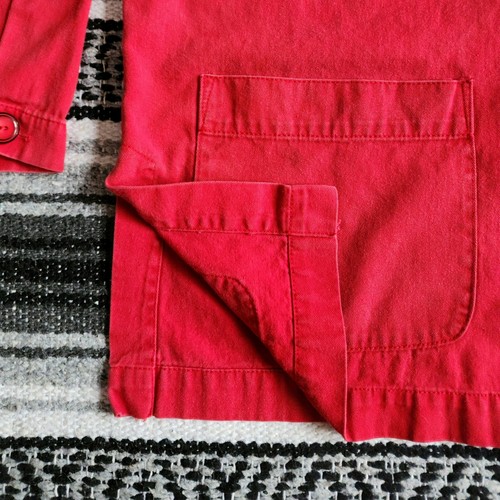 Vtg 90's Unbranded Sz M/L Short Button Front Hooded Split Hem Jacket Faded Red - Picture 5 of 11