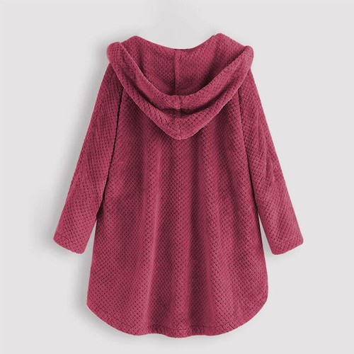 Women Winter Warm Fleece Teddy Bear Hoodie Coat Ladies Plain Jacket Plus Size ** - Picture 21 of 38