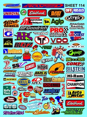 CLEAR VINYL Sticker Sheet 114 Variety  Decal 1/24-1/16 Scale DIE-CUT PEEL Tamiya