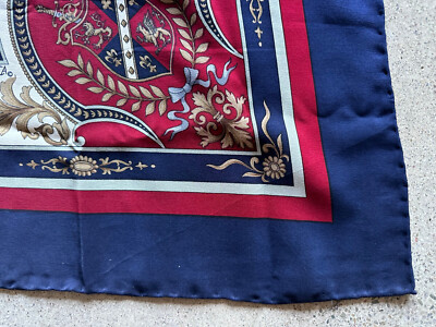 Vintage 1980s Handmade CS Heraldic Shield Versace Style Silk Scarf