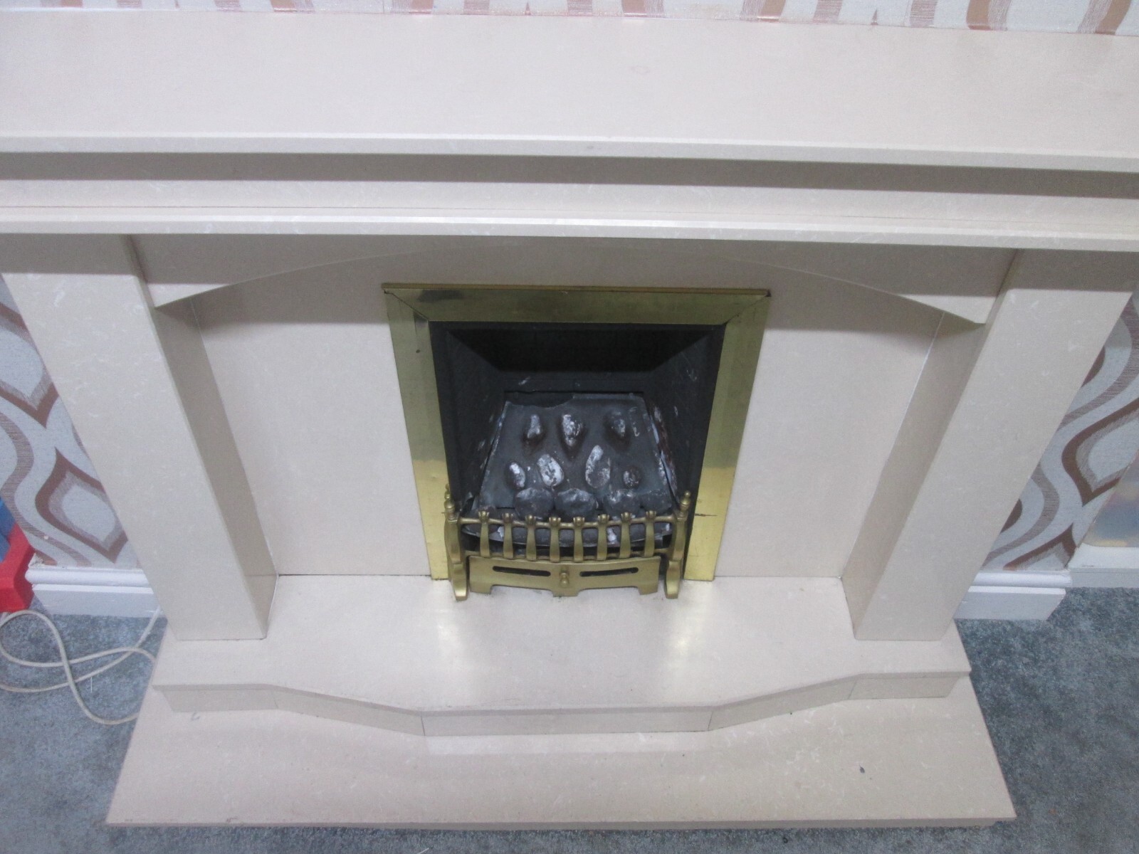 Quartz fireplace surround with Hearth, Gas fire. Self removal only