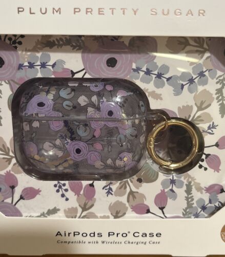 New Airpods Pro Clear Protective Case Plum Pretty Sugar Purple Flowers - Picture 2 of 5