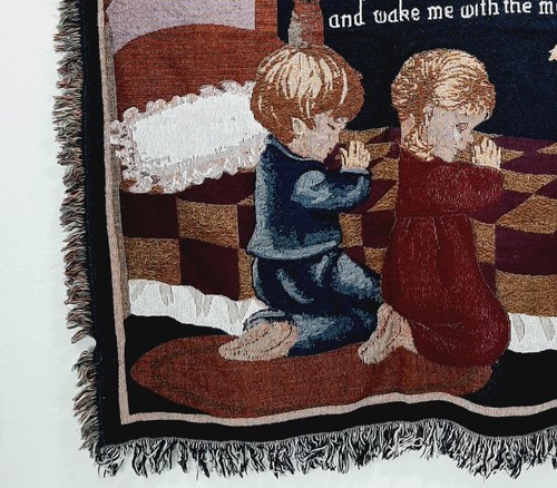 Children's Bedtime Prayer - Now I Lay me Down to Sleep Tapestry Throw Blanket - Picture 5 of 9