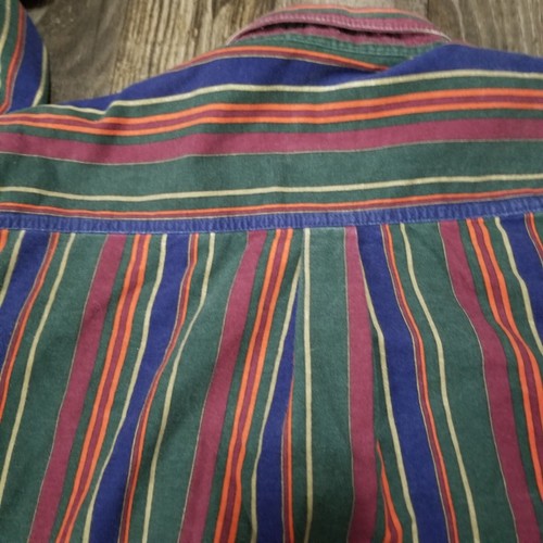 Woolrich Shirt Mens Large Long Multicolor Vertical Stripe Button Up Long Sleeve - Picture 12 of 12