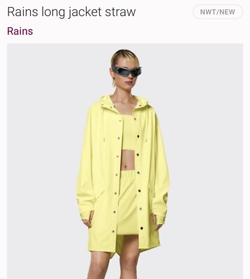 Rains Long Rain Jacket Straw Yellow Unisex Sz Medium NWT $125
