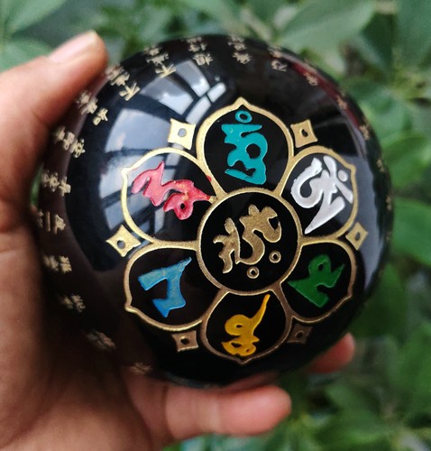 1342g NATURAL OBSIDIANA TALLADA REZA POR BUENA SUERTE BOLA ESFERA CRISTAL CURACIÓN - Imagen 17 de 17