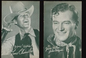 Lot of 10 Hollywood WESTERN Cowboy 1940s/50s arcade/exhibit cards John Wayne