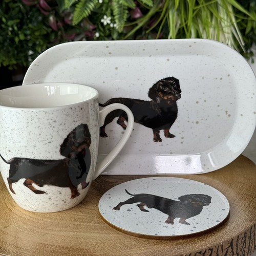 Leonardo Dachshund Gift Set Including Mug, Coaster And Tray - New In Box - Picture 2 of 2
