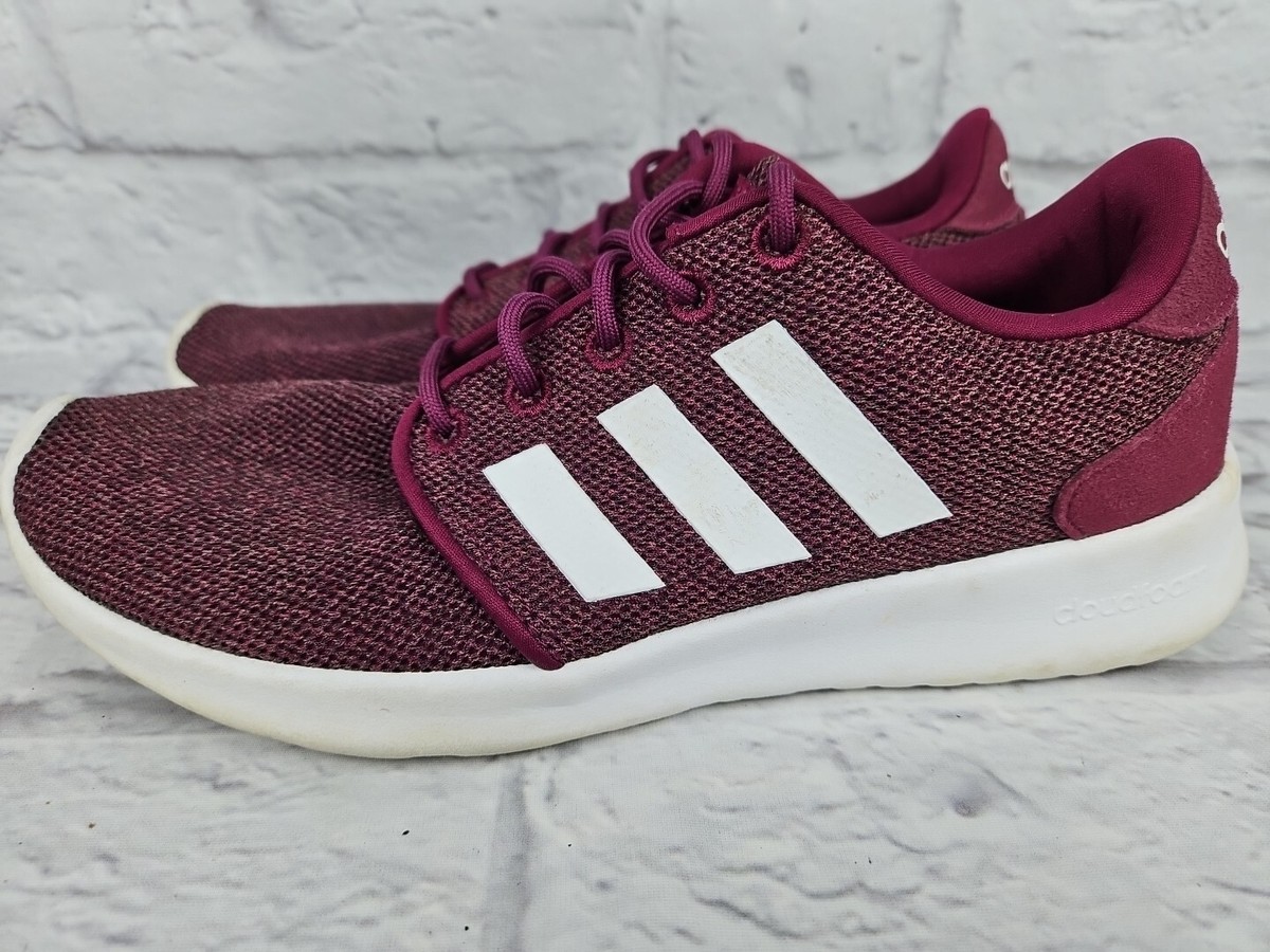 Adidas Women's Comfy Cloudfoam Maroon White Sneakers Shoes Size HWA  1Y3001