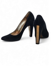 Roberto Cavalli Black, Suede Heels 37 1/2 EU with gold chain