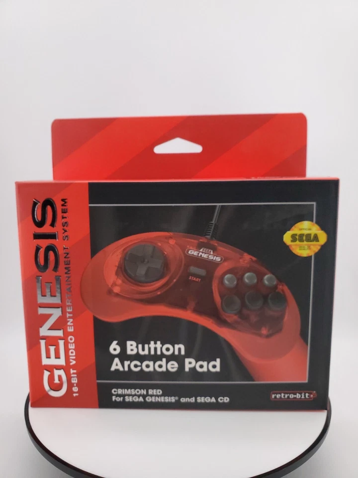 Retro-Bit Official Sega Genesis 6-Button Arcade Pad Crimson Red - Image 2 of 4