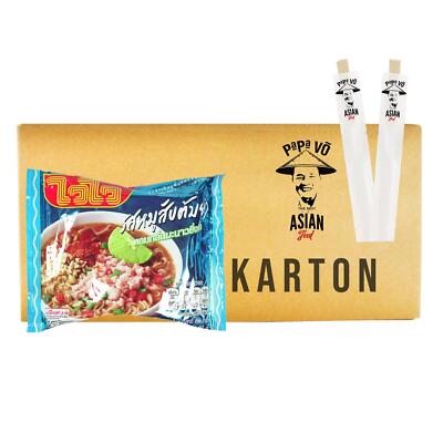 Wai Wai Instantnudel Tom Yum Schwein Nudelsuppen Tom Yum Moo 30x60g
