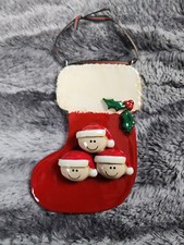 Christmas Ornament Stocking Red with Family Tree Holiday Decoration