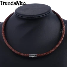 Braided Rope Cord Necklace Mens Chain Man-made Leather Choker 4/6/8mm 16-24 Inch