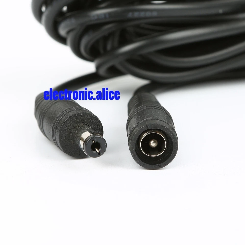 12V CCTV DC Power Cable Extension Cord Adapter Male/female 5.5mm x 2.1mm 1M 10M - Image 2 of 3