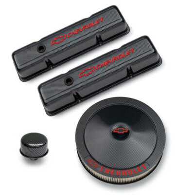 Proform 141-710 Valve Covers, Dress Up KIT, Tall, Steel, Carbon Fiber SB Chevy