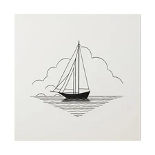 Sailboat on Water F4F4EF - Classic Stretched Canvas