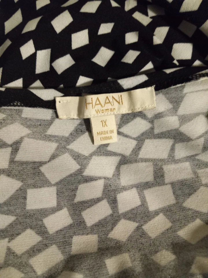 Vestido Floral Talla Grande Blanco y Negro Fit And Flare 1x *433 Foto 3 de 4