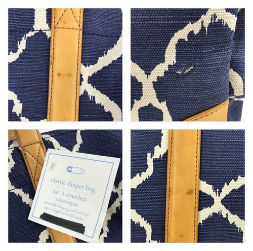 NWT Pottery Barn Kids Classic Diaper bag Navy Ikat Monogram F Changing Pad - Picture 12 of 12