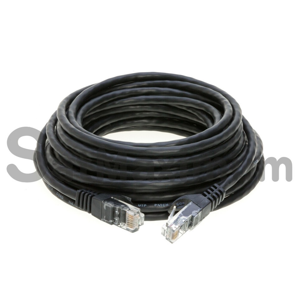 CAT6 Ethernet Patch Cord RJ45 LAN Network Cable Black 25FT- 200FT Multi ...