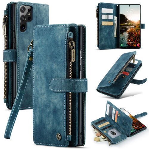 CaseMe Wallet Flip Case for SAMSUNG Galaxy S22 Ultra 5G Leather Cover card slots - Afbeelding 1 van 58