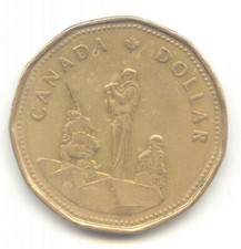 Canada 1995 Loonie Canadian One Dollar 1 Peacekeeping Monument $1 EXACT COIN