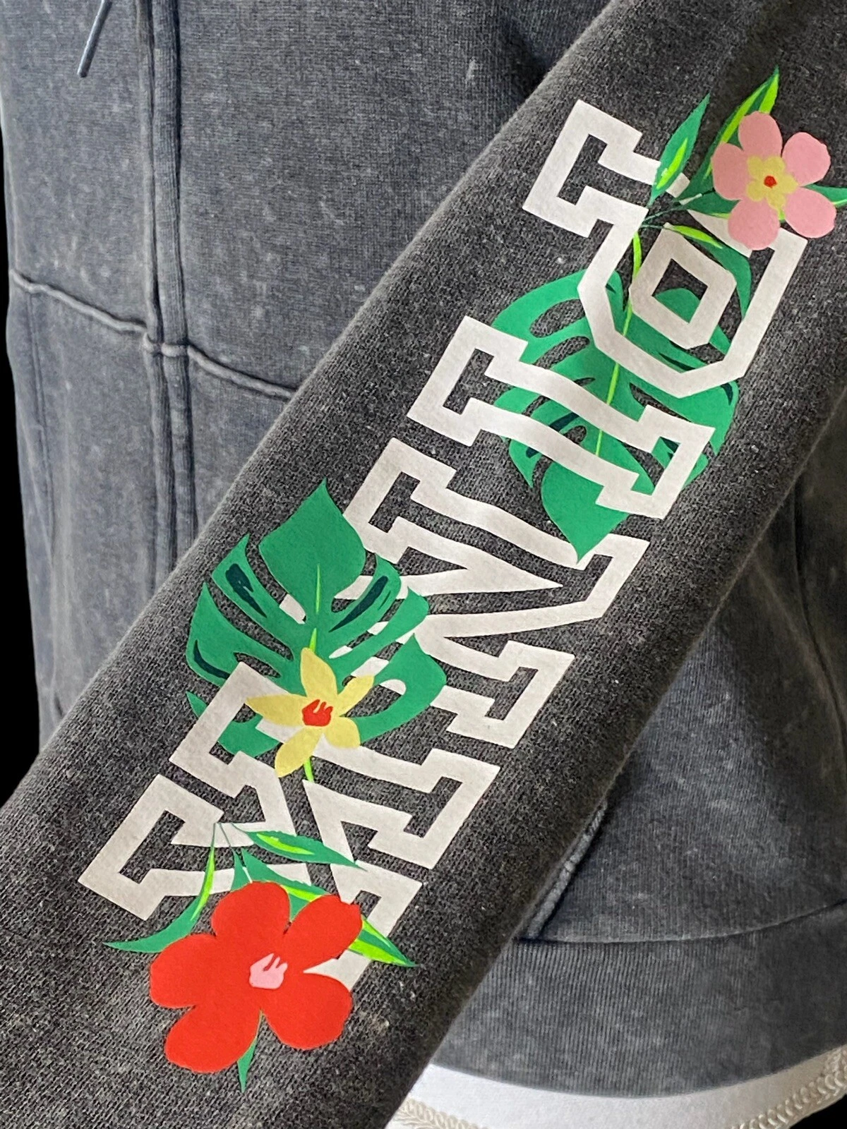 UNDERCOVER Felpa con cappuccio Victoria's Secret cerniera intera ""ROSA"" grafica e fiori grigio taglia S P