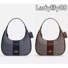 NWT Coach CV001 Carmen Shoulder Bag In Signature Jacquard Smooth Leather $350