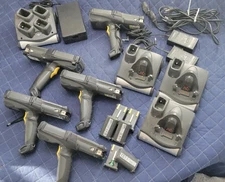 Lot of 5 Motorola MC9090-(Various) with mobile batteries and charger stations