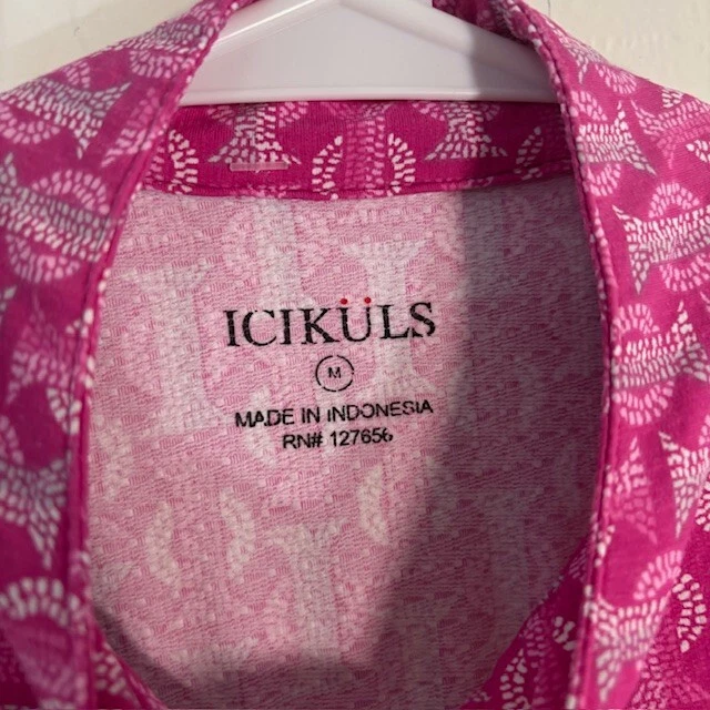 Camisa de tenis de golf IBKUL Top para mujer de malla mediana manga larga estampado rosa Foto 3 de 4