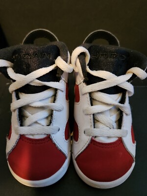 Nike AIR Jordan 6 Retro Carmine Baby Shoes Size 5c Red White