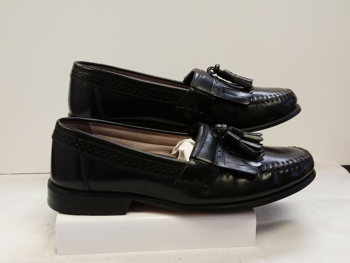 Bass Black Leather Slip-On Loafers with Kiltie Tassels 2553  display picture 1