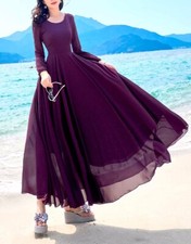 Custom Made To Order Round Neck High Waist Chiffon Party Dress plus 1x-10x Y744