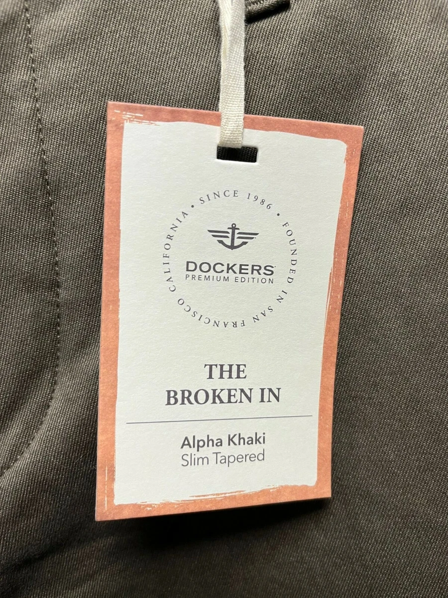 Dockers Alpha Khaki Stretch Slim Tapered Fit Flat Front Pant 30x34
