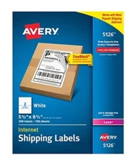 Avery Shipping Labels with TrueBlock Technology Laser 5 1/2 x 8 1/2 White 5126
