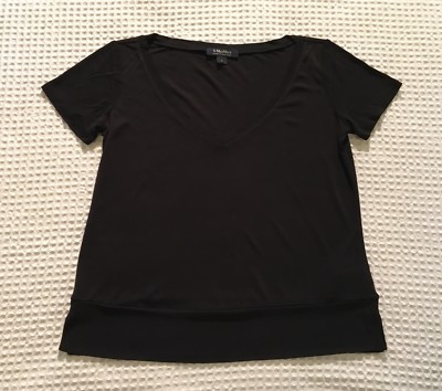 Tシャツ・カットソー S Max Mara Blouse S MAX MARA Silk T-Shirt Short Sleeve Tee V-Neck Top Blouse
