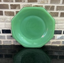 Akro Agate Child Tea Set Large Octagon Green Plate Milk Glass 4  