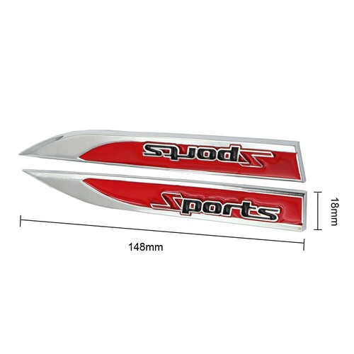 2Pcs 3D Sports Car Logo Metal Emblem Badge Sticker Side Fender Decal Decoration - Picture 2 of 9