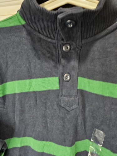 Gap Kids Sweater XXL 14-16 Cotton Henley Navy With Green Stripes New - Picture 3 of 8