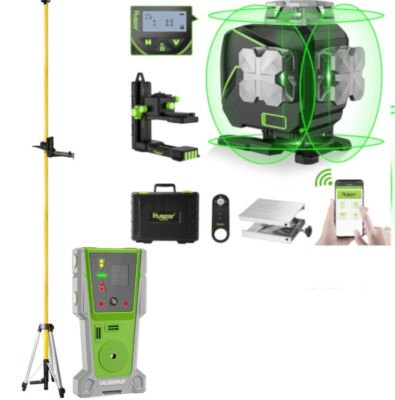 Huepar S04CG 4D Laser Set mit 3,7m Teleskopstange LP36 und Neue Empfänger LR8RG