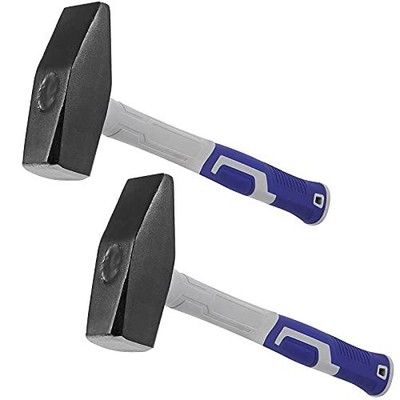 2 Pack 4.4lb Blacksmith's Hammer Cross Pein Hammer With Shock Absorbing Fibergla