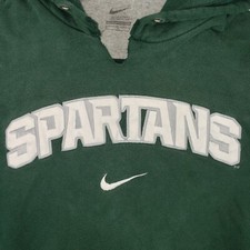 Nike Michigan State Spartans Center Swoosh Hoodie Distressed Green Sweatshirt M