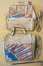 Qty 2 Vintage AMEX American Express Travel Luggage Carry On Bag W Shoulder Strap