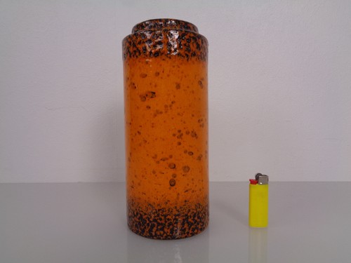 Vaso In Ceramica Fat Lava Scheurich Arancione Anni '70 Germania