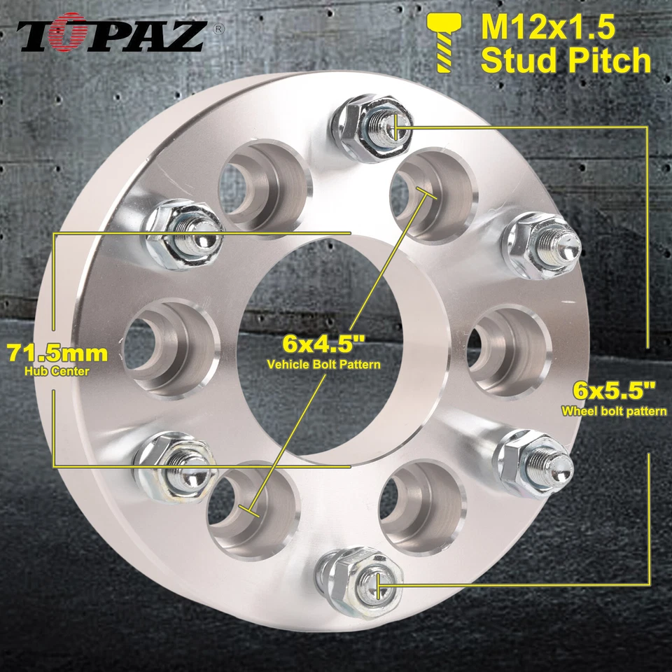Espaciador adaptador de rueda 4x 1,5 grueso 6x4,5 a 6x5,5 para Nissan Frontier Pathfinder Foto 2 de 4