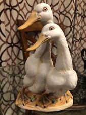 Vintage Porcelain White Geese Ducks Couple Birds Figurine